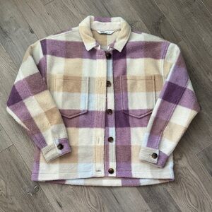 DSG Cozy Plaid Jacket in Purple and Cream